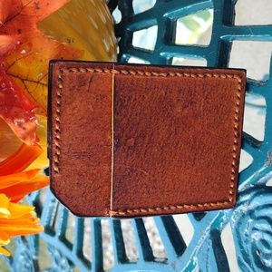 Hand stitched camel brown card wallet